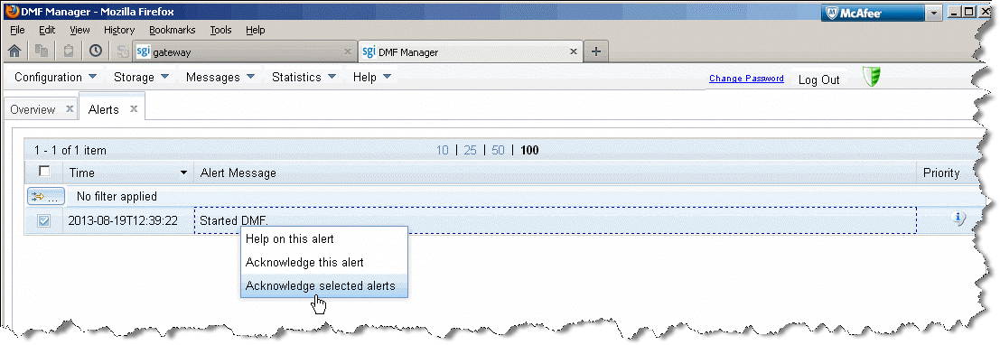 Acknowledging DMF Alerts