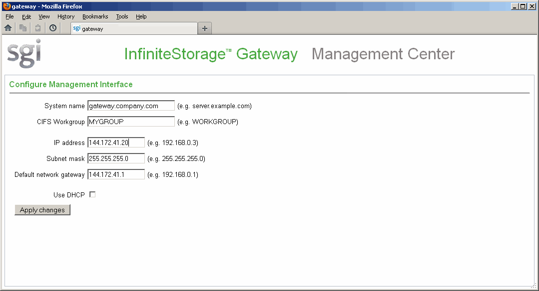 Server Name and Static IP Address 