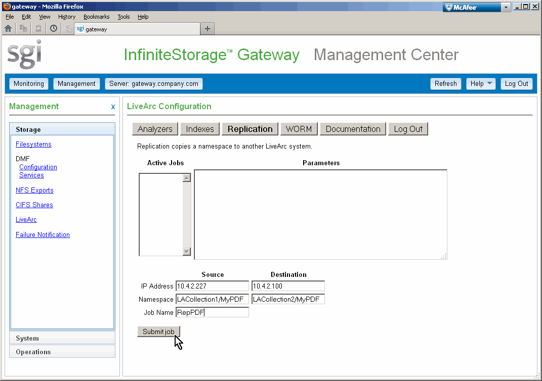 Creating a New Replication Job