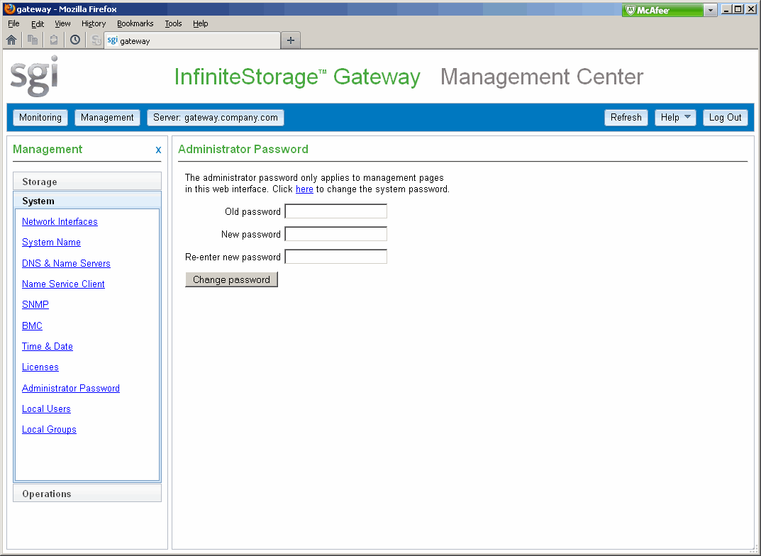 Management Center Interface Administrator Password
