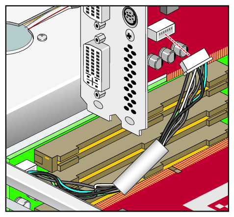 Synchronization Cable Connection on Underside of Graphics Card