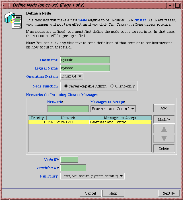 Example Node Definition